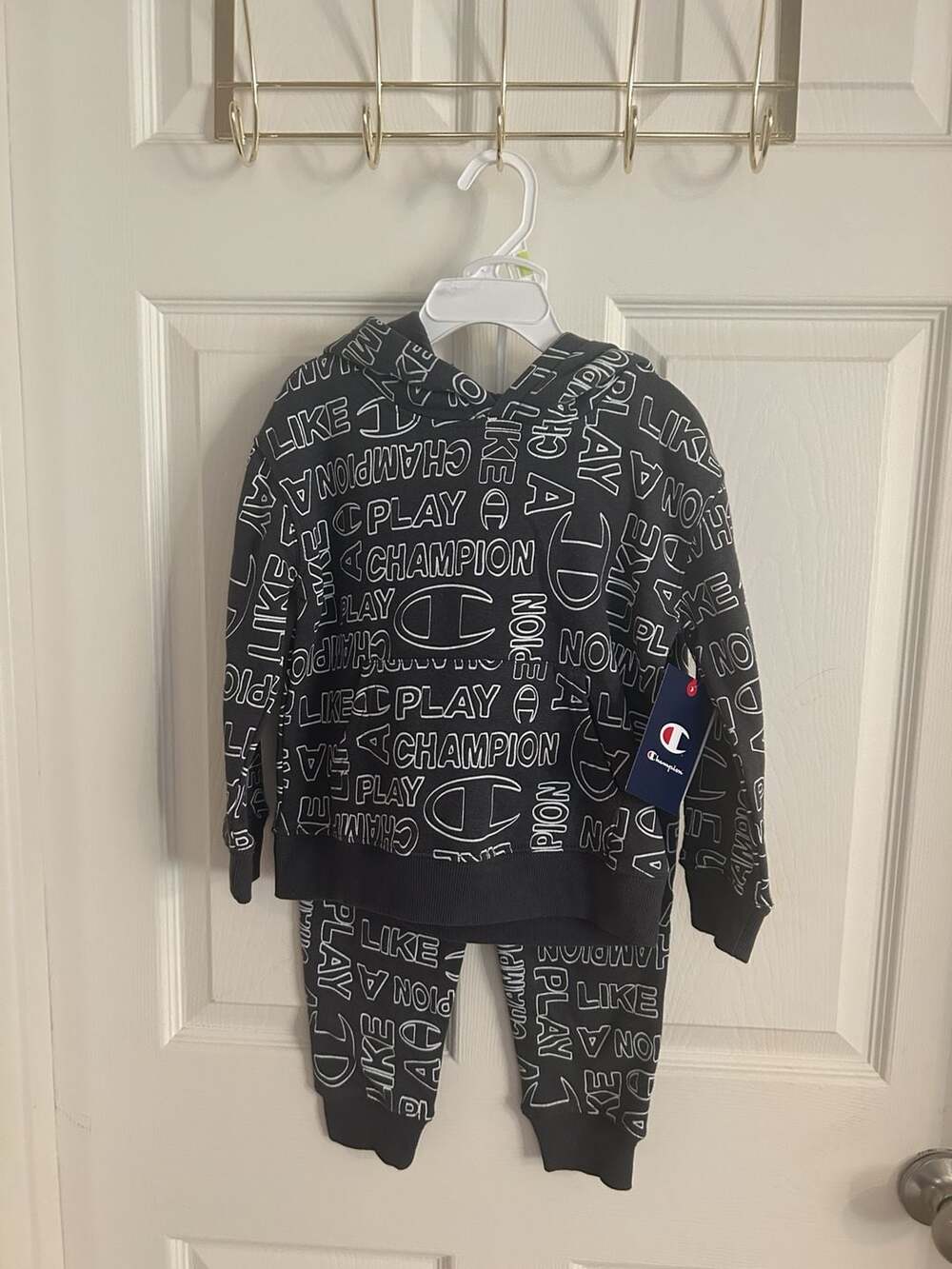 Champion Logo Hoodie and Jogger Set Size 4 Iron